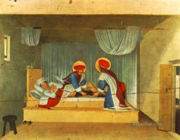 Fra Angelico Painting - The Healing Of Justinian By Saint Cosmas And Saint Damian Renaissance Fra Angelico
